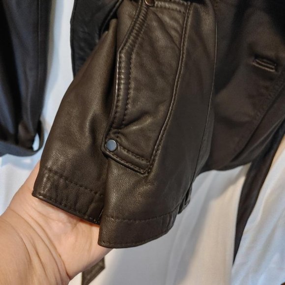 Black Rivet Military Style Leather Jacket - Picture 2 of 7